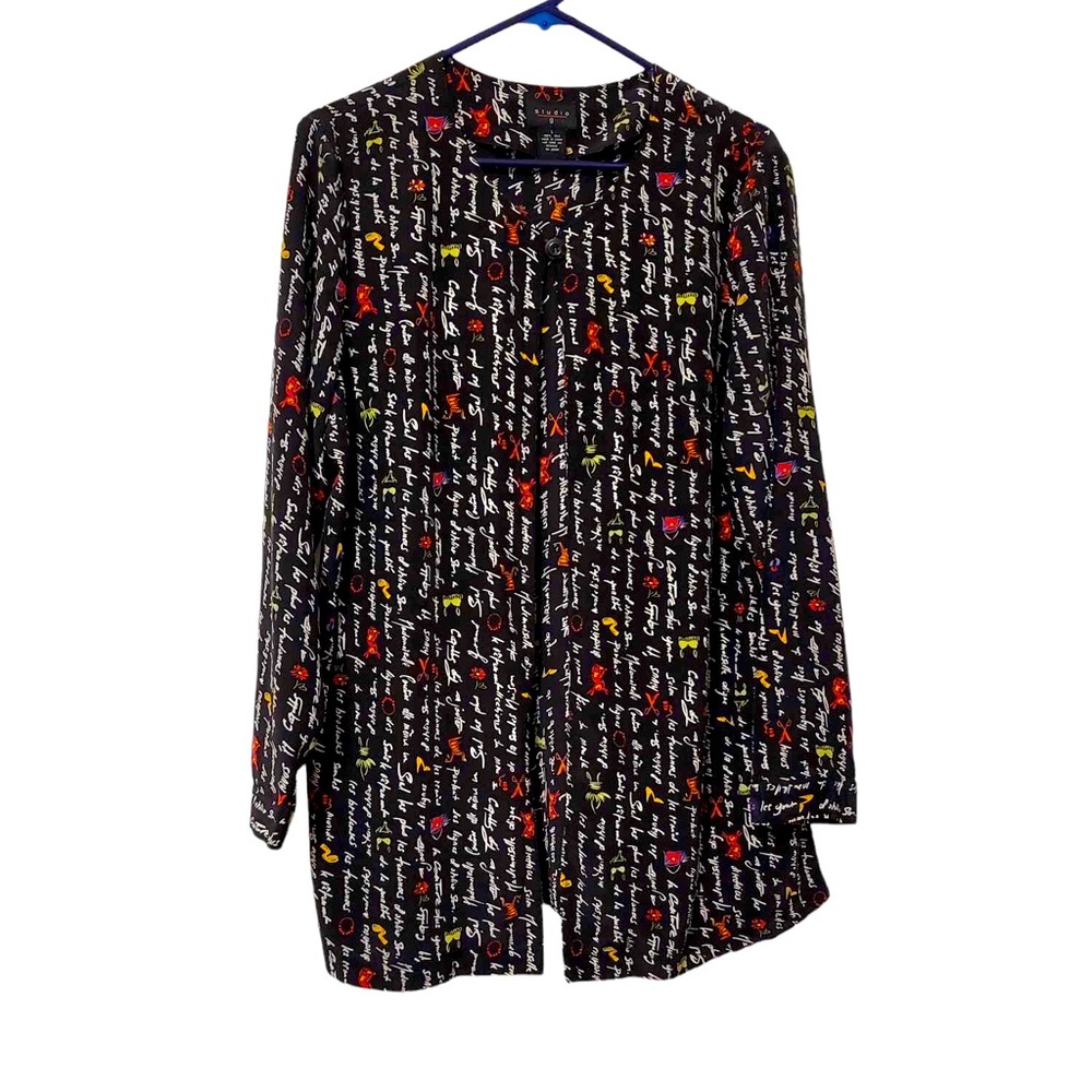 👚5for$15!🕶️Studio G silk single button cardigan.